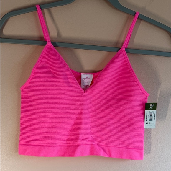 No Boundaries Other - No Boundaries Hot Pink Ribbed V-Neck Bralette